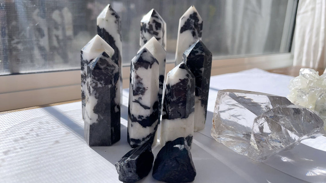 Black Zebra Stone Jasper Tower