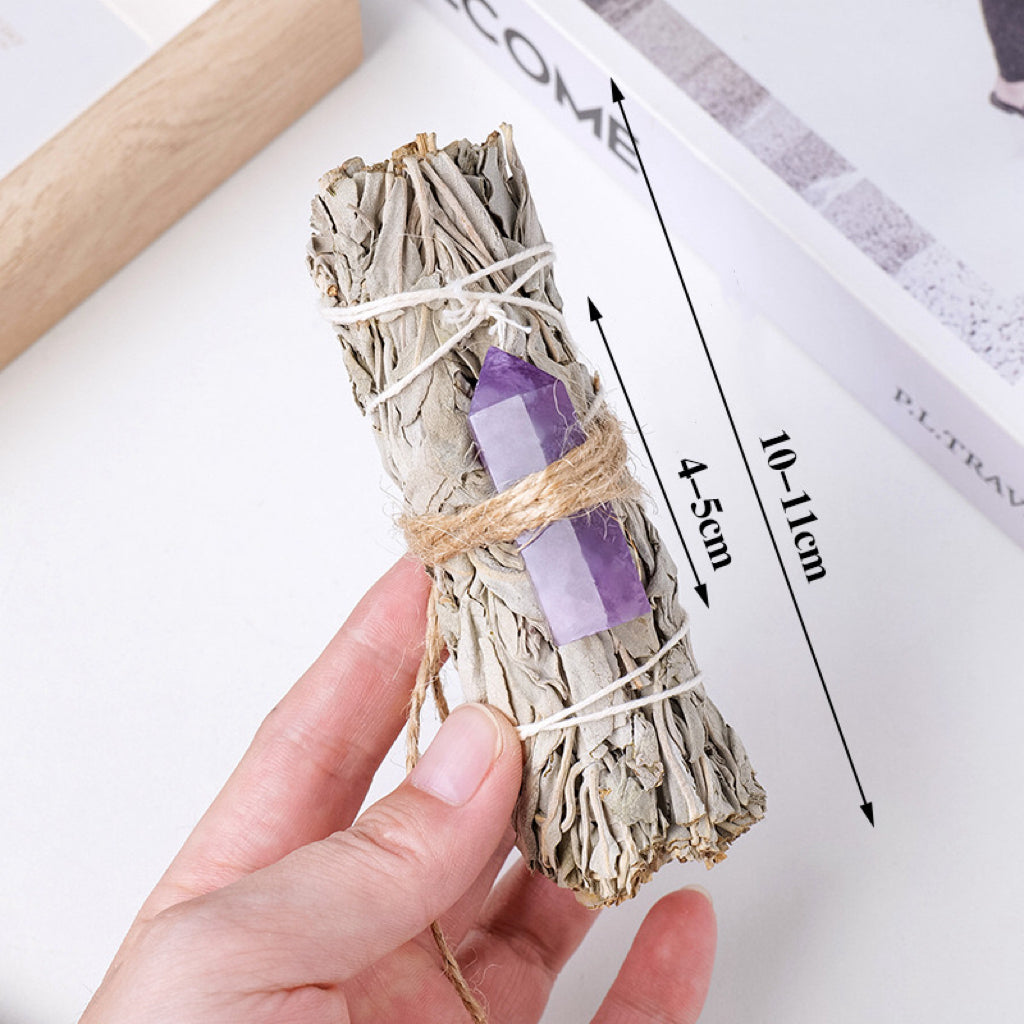 White Sage California Smudge Stick Crystal Tower Point Cleansing Positive Bundle