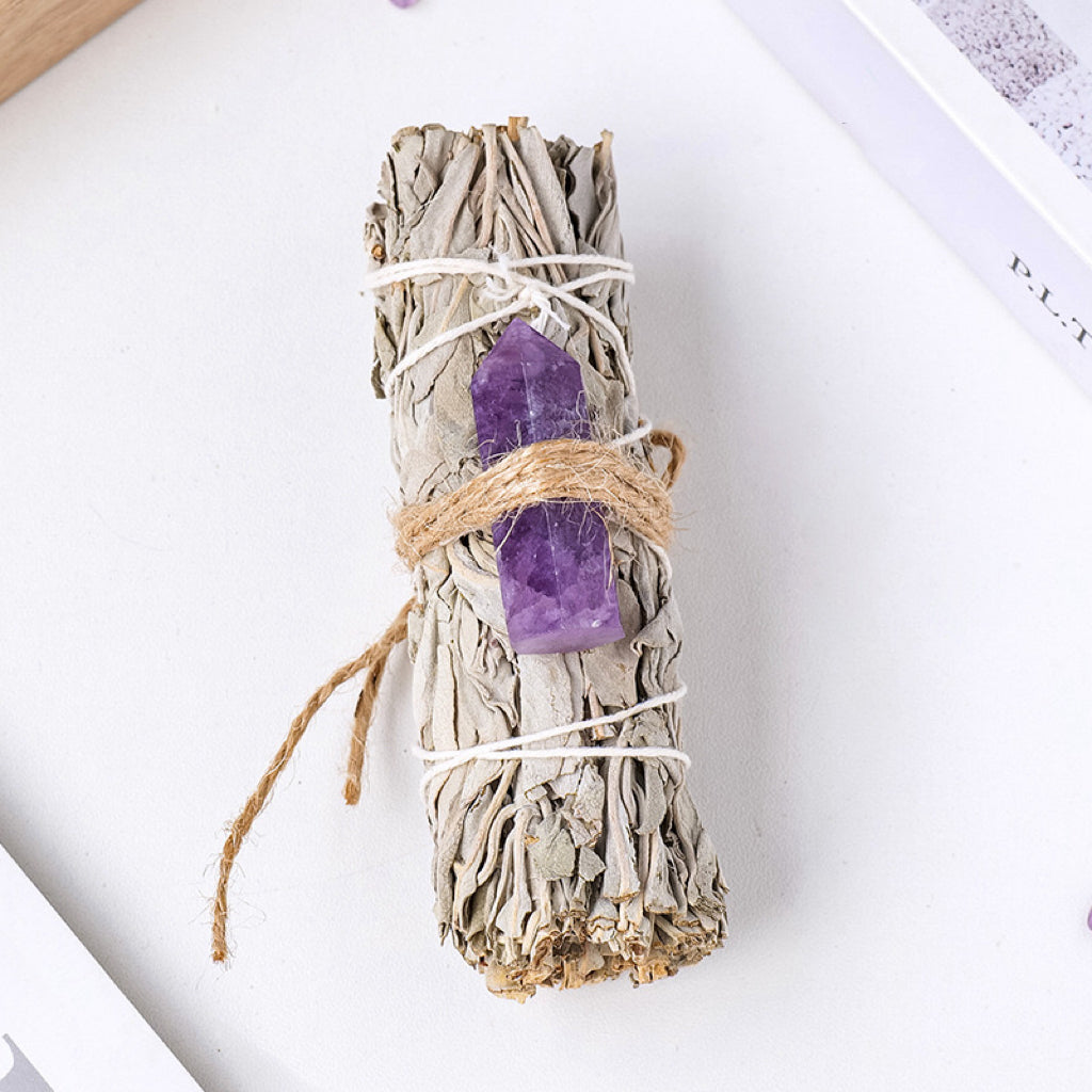 White Sage California Smudge Stick Crystal Tower Point Cleansing Positive Bundle