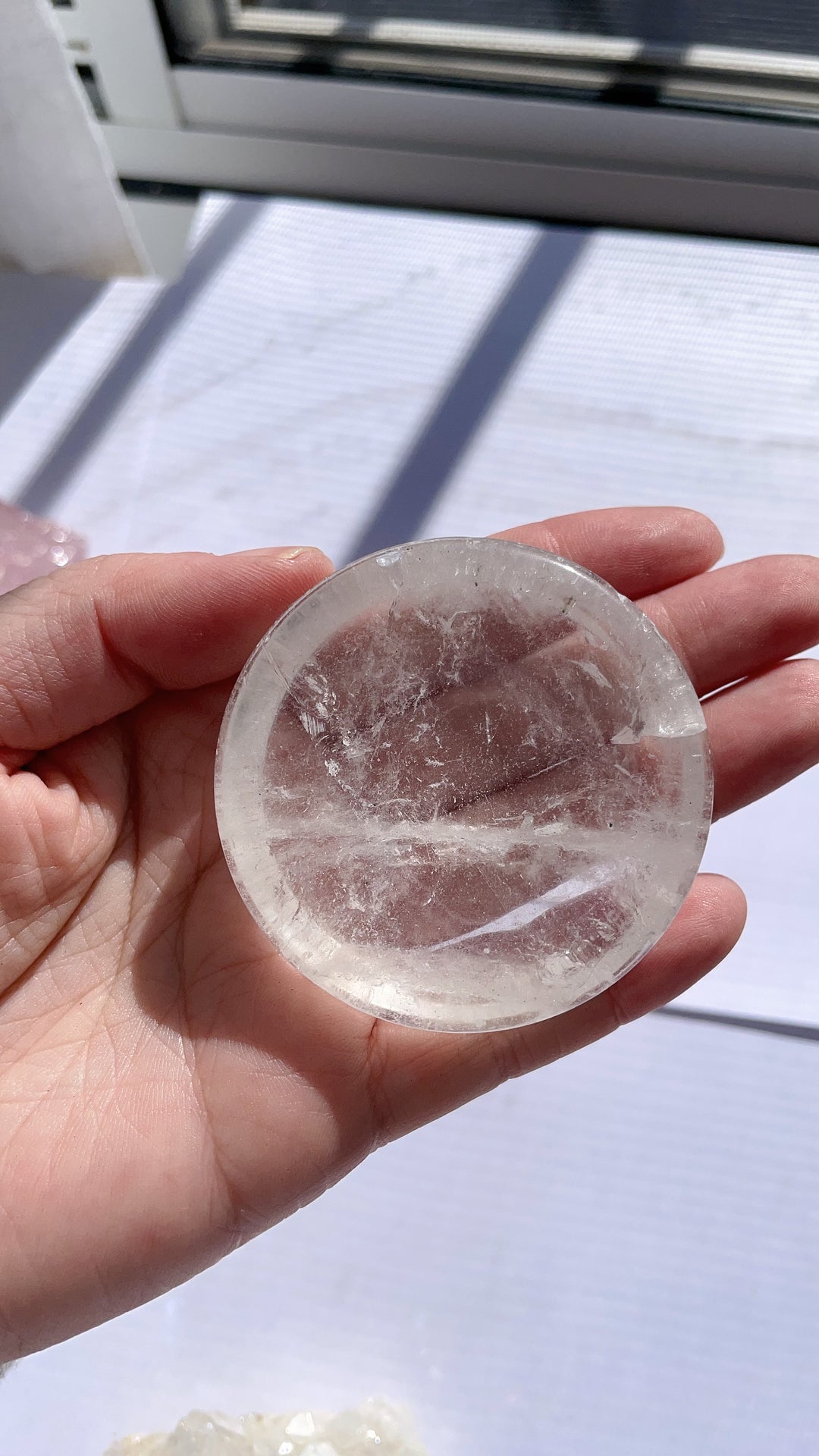 Crystal Disc Plate Bowl Clear Quartz Fire Quartz Cleansing