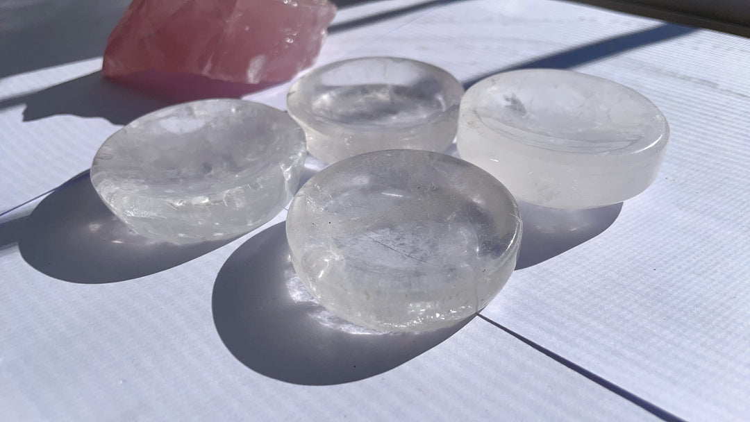 Crystal Disc Plate Bowl Clear Quartz Fire Quartz Cleansing