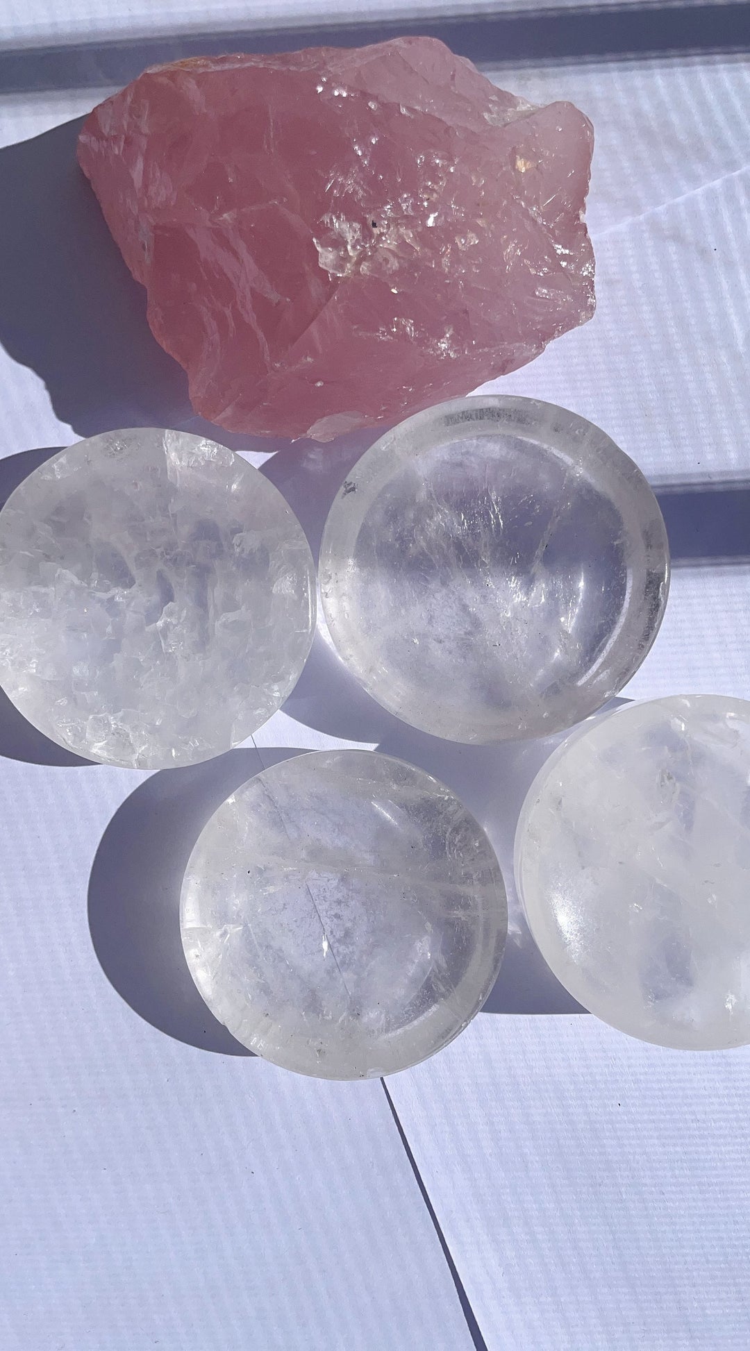 Crystal Disc Plate Bowl Clear Quartz Fire Quartz Cleansing