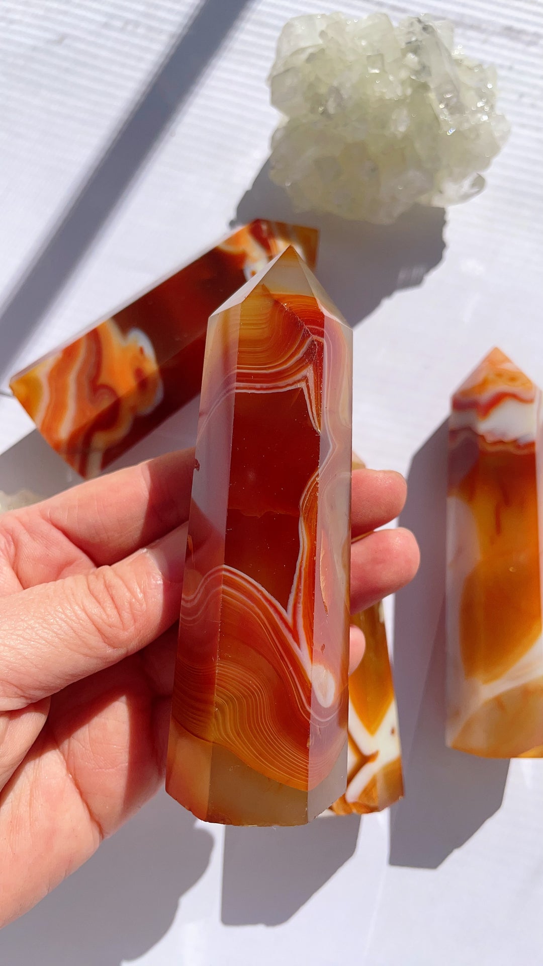 Banded Carnelian Crystal Tower Point Generator Sacral Chakra