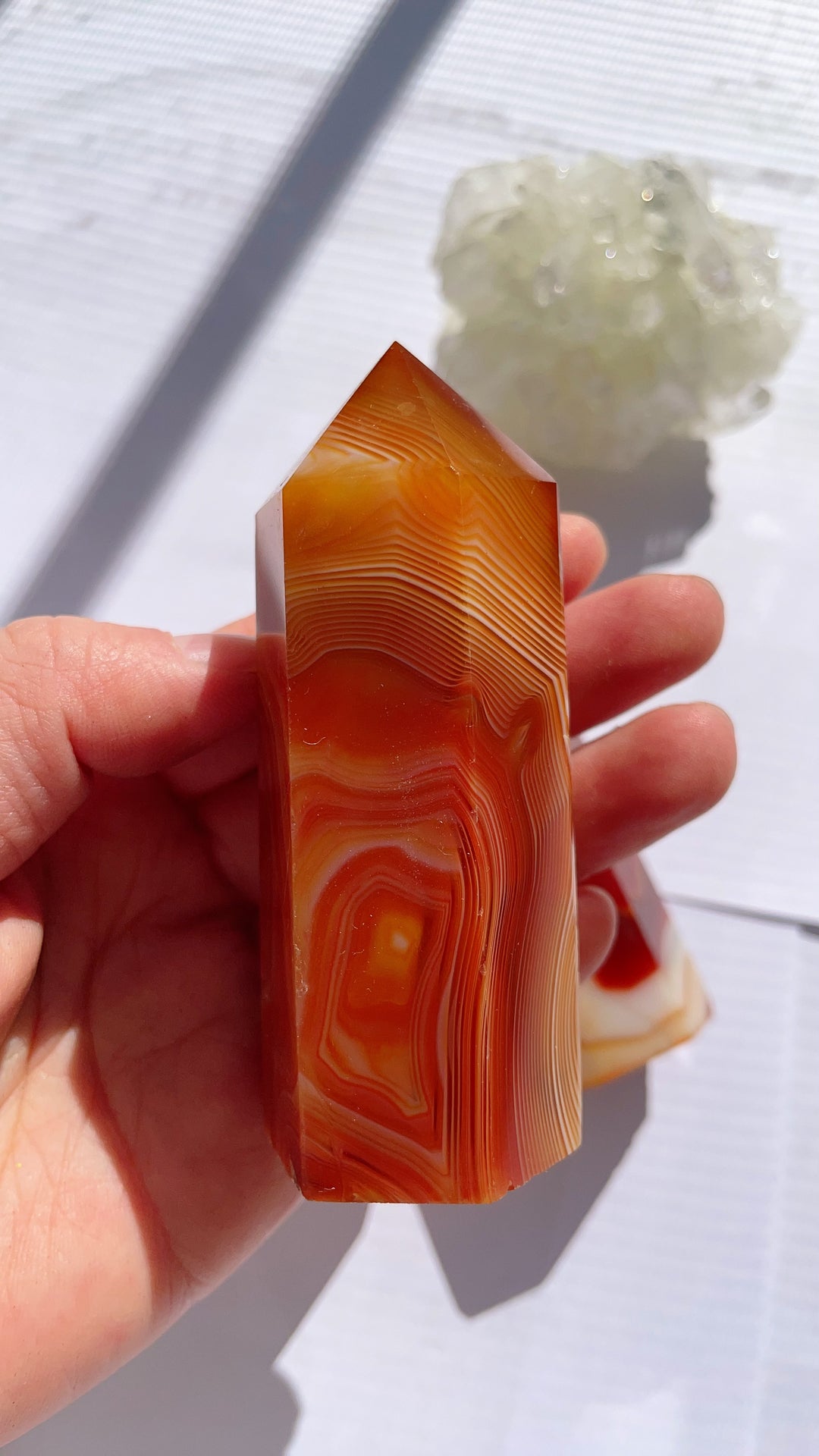 Banded Carnelian Crystal Tower Point Generator Sacral Chakra