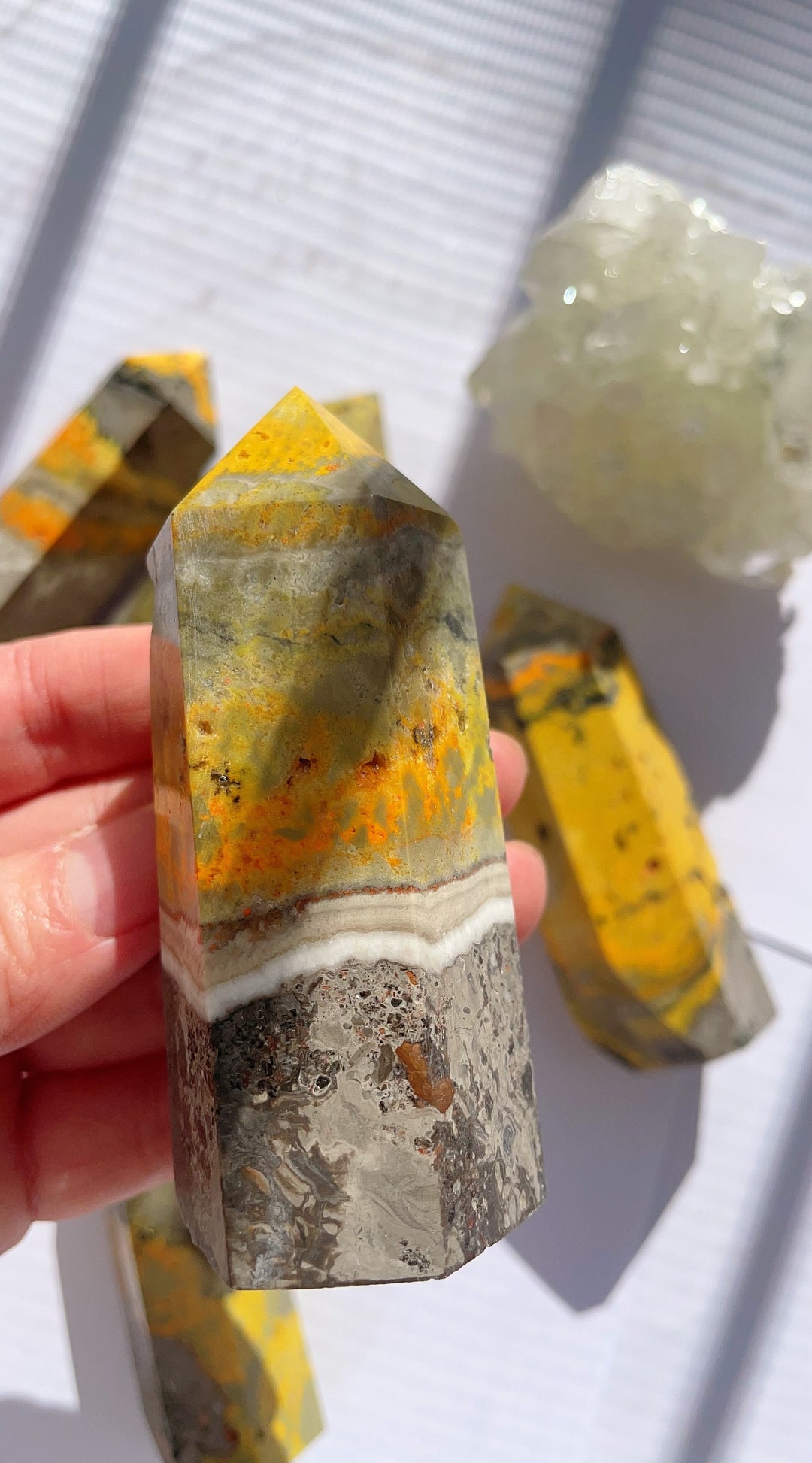 Bumblebee Jasper Crystal Tower Point Generator